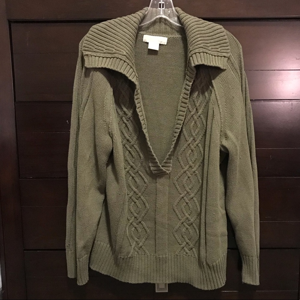 MICHAEL KORS green cable knit sweater